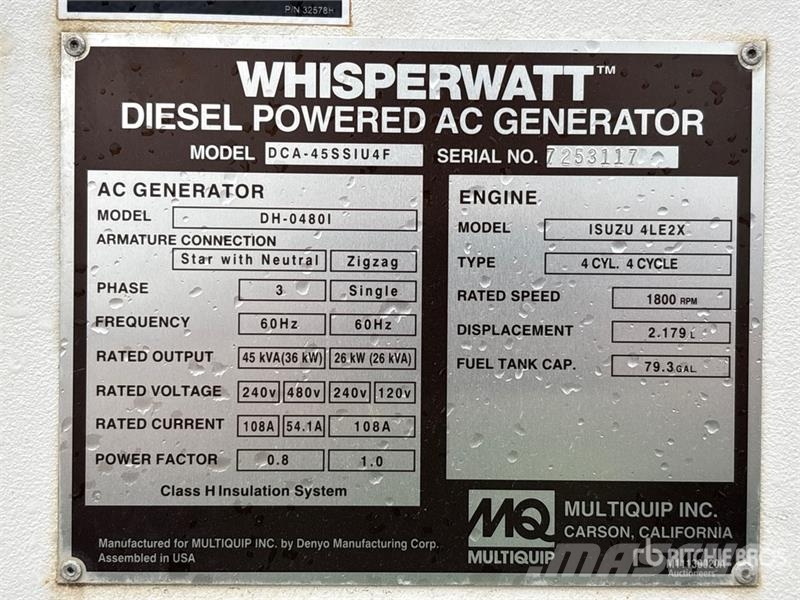 MultiQuip DCA-455SIU4F 36 kW Mobile Generator Set Diiselgeneraatorid