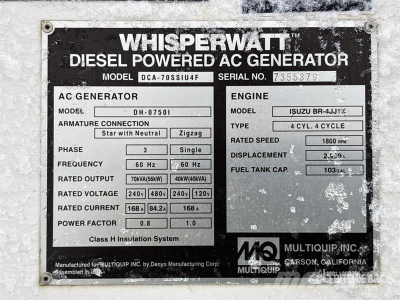 MultiQuip DCA-70SSIU4F 56 kW Mobile Generator Set Diesel Generatoren