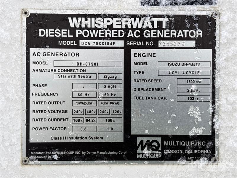 MultiQuip DCA-70SSIU4F 56 kW Mobile Generator Set Diesel Generatoren