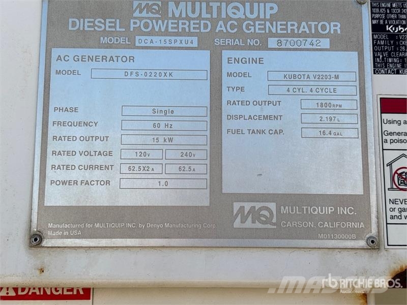 MultiQuip DCA15SPXU4 Dieselgeneratorer