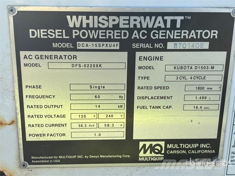 MultiQuip Whisperwatt Diesel Generatoren