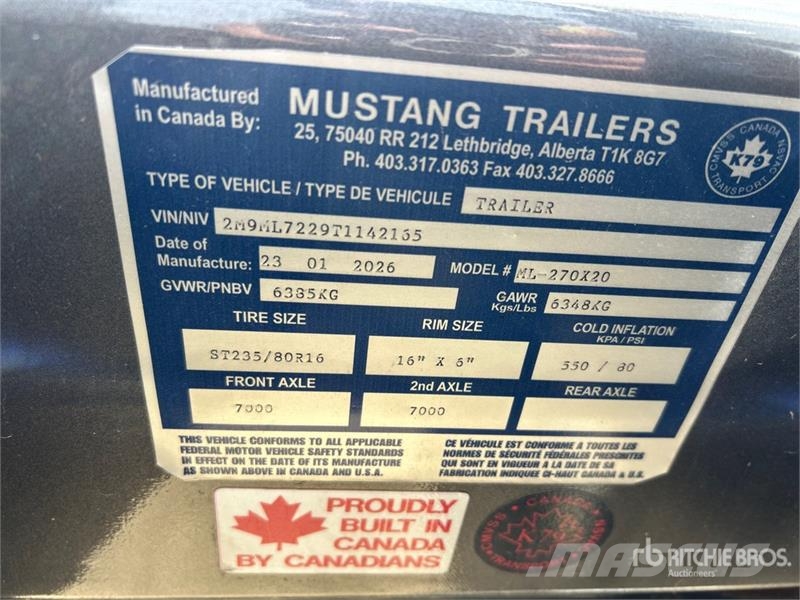 Mustang ML-270X20 14000 lb 20 ft T/A Equipment Trailer (Un Maschinetransporter