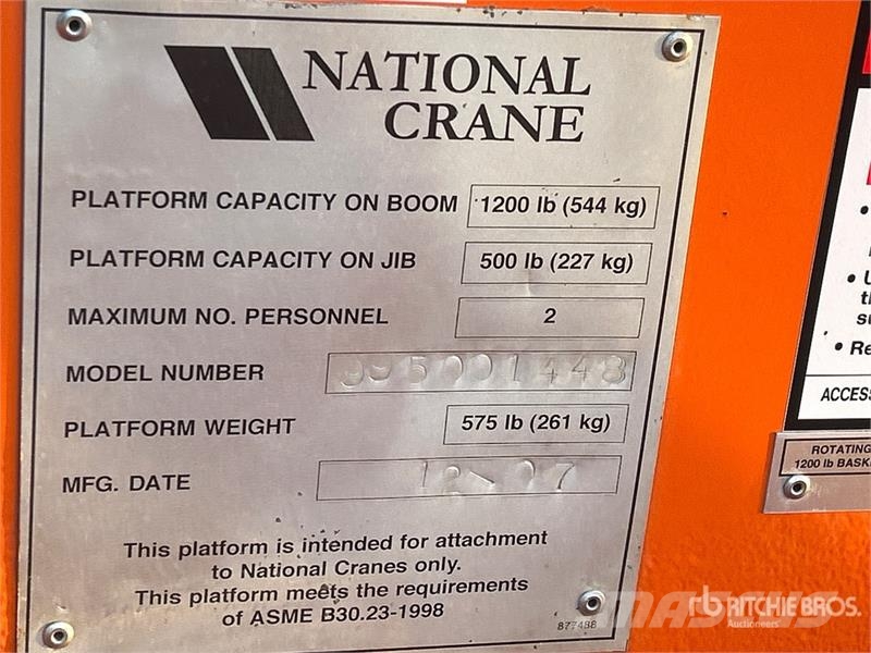 National 72 in 500 lb Crane Personnel Basket (Unused) 垂直昇降型リフト
