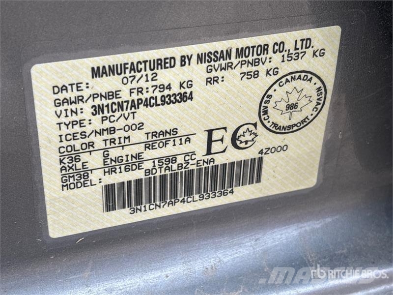 Nissan Versa SV Automobile Sõiduautod