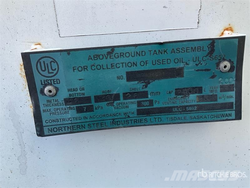 Northern Steel 2400 L Skid Mounted Steel Used Oil Fuel and additive tanks