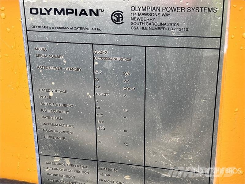 Olympian G50F3 50 kW Skid-Mounted Generator Set 디젤 발전기