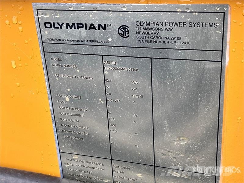 Olympian G50F3 50 kW Skid-Mounted Generator Set 디젤 발전기