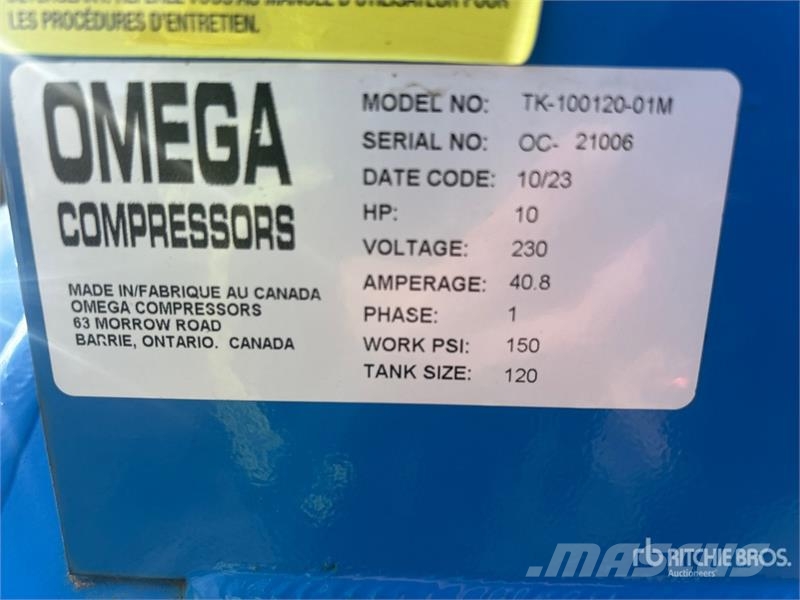 Omega TK-100120-01M Skid-Mounted Electric 120 gal Air Co Kompresszorok