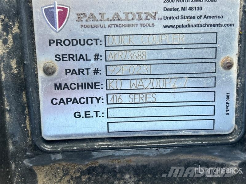 PALADIN 46 in Quick Coupler - Fits Komatsu WA200-7 موصلات سريعة
