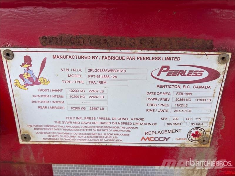 Peerless 48 ft Tri/A Flatbed Oilfield Trailer Macchine utensili