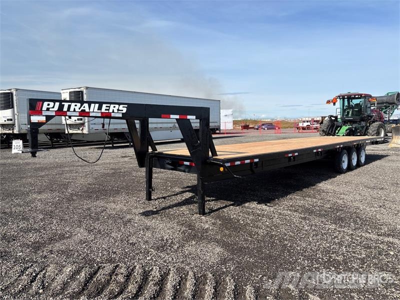 PJ Trailers Trailers Tri/A Gooseneck Flatbed Trailer Platformas/izkraušana no sāniem