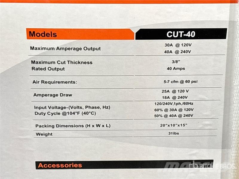 Powertek CUT-40 120-240 V 1 Phase 60 Hz Plasma Cutter (Unus 焊接機