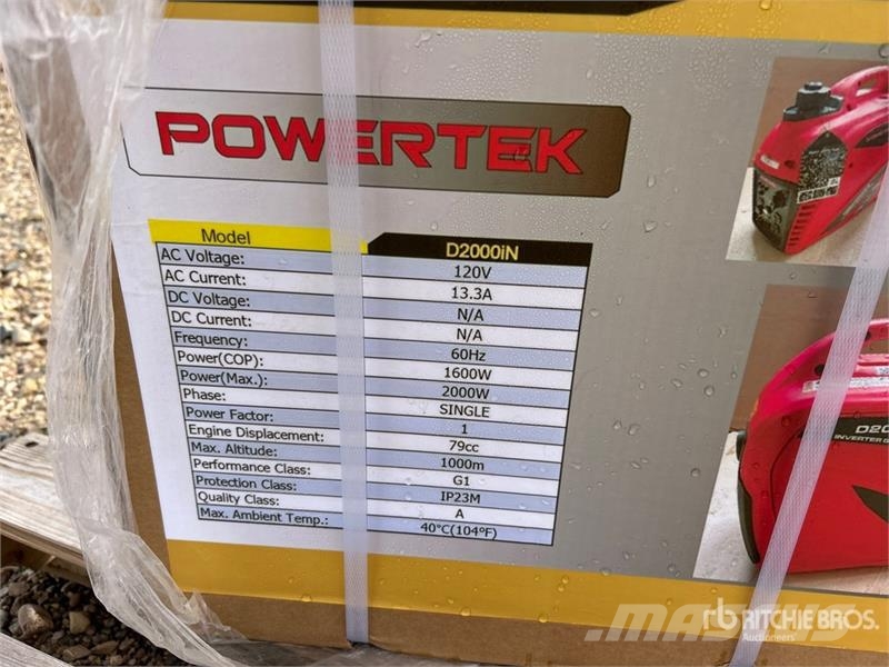 Powertek D2000iN 2 kW Portable Generator Set (Unused) Kiti generatoriai