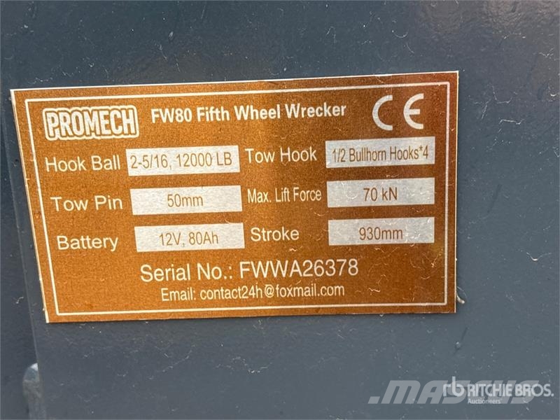  PROMECH FW80 Fifth Wheel Wrecker Attachment (Unuse Коммерческий транспорт - Другие
