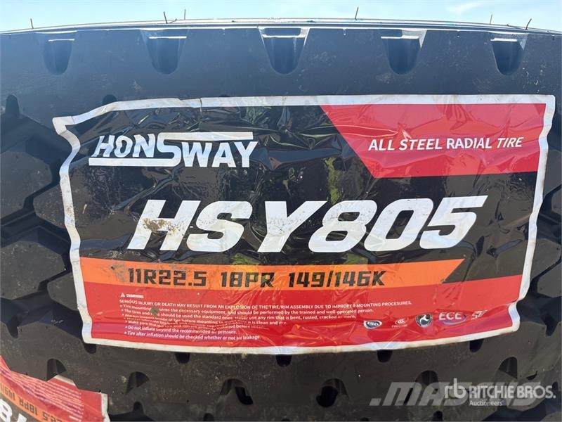 Quantity of (10) HonSway 11R22.5 Trailer Tires (Un Tyres, wheels and rims