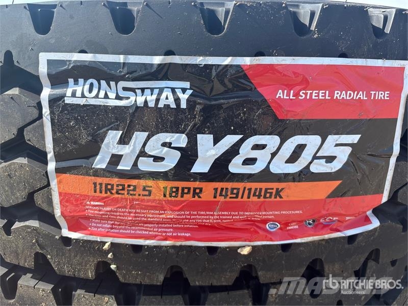 Quantity of (10) HonSway 11R22.5 Trailer Tires (Un Tyres, wheels and rims