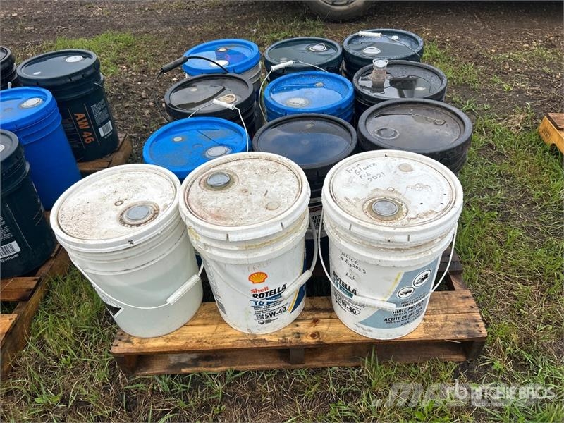 Quantity of (12) 5 gal Pails of Assorted Oil & Lub Drugi deli