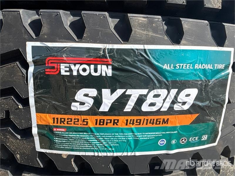 Quantity of (12) Seyoun 11R22.5 Trailer Tires (Unu Tyres, wheels and rims