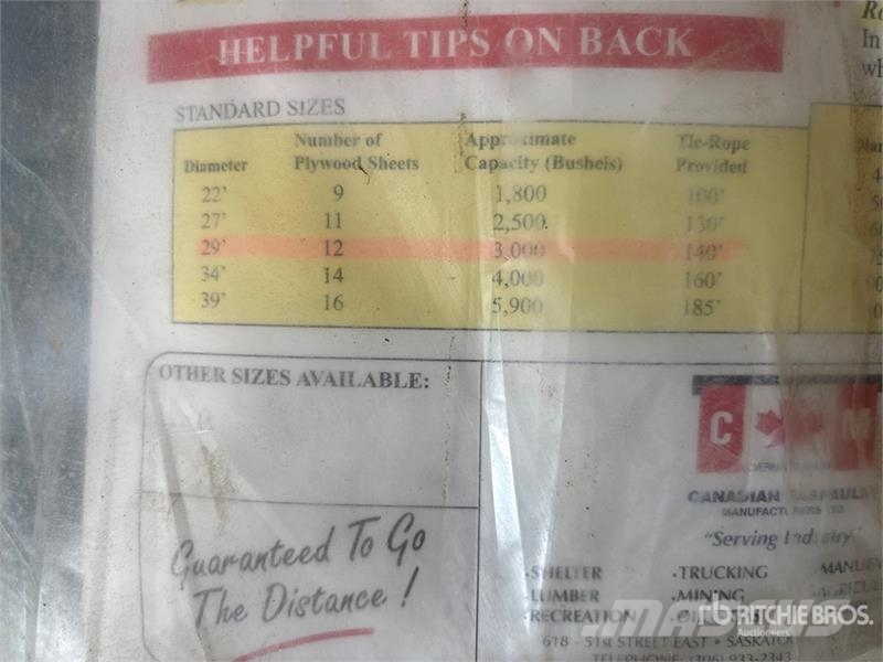  Quantity of (2) 29 ft Grain Bin Storage Cover (Unu مكونات أخرى