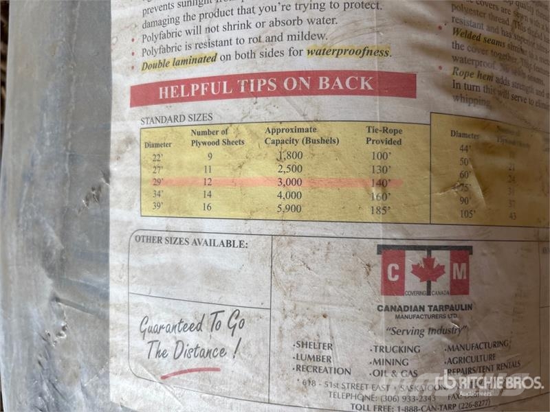  Quantity of (2) 29 ft Grain Bin Storage Cover (Unu مكونات أخرى