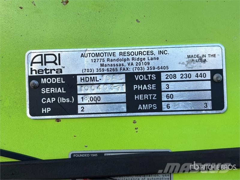  Quantity of (2) Ari-Hetra HDML-10AE Vehicle Lift Construction - Others