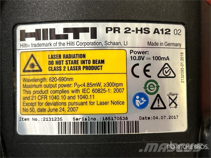  Quantity of (2) Hilti PR 2-HS Laser Level Instrumenter, måle- og automatiseringsudstyr