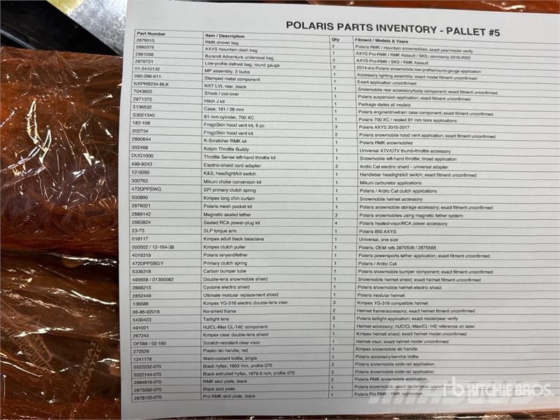  Quantity of (2) Pallets of Polaris Parts Kiti naudoti statybos komponentai