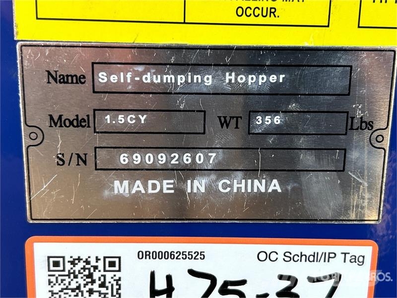 Quantity of (2) Suihe N-1.5CY-2 5 ft 2.5 in Self- 저장통 및 호퍼