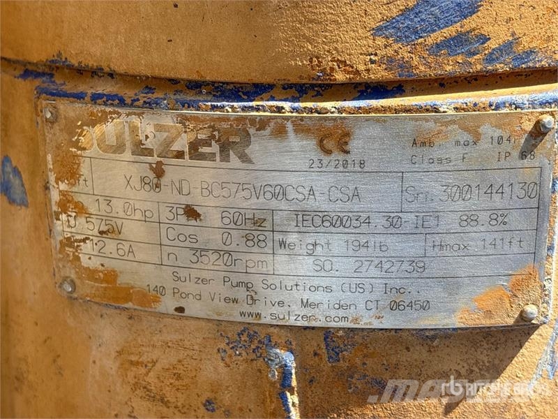 Quantity of (2) Sulzer Submersible Water Pump Kiti naudoti statybos komponentai