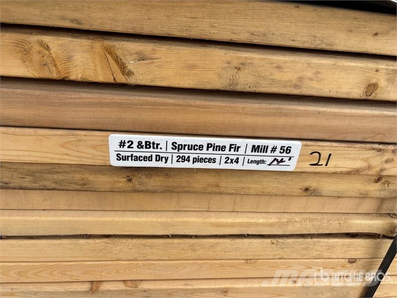 Quantity of (294) 2 x 4 x 14 ft Lumber Andre komponenter