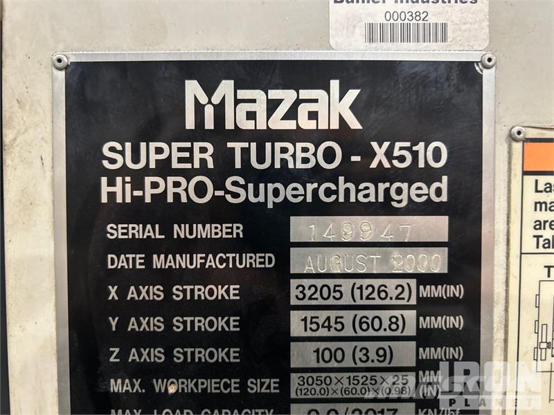Quantity of (3) Mazak Super Turbo X510 Hi-PRO Su Utilaje construcții - Altele