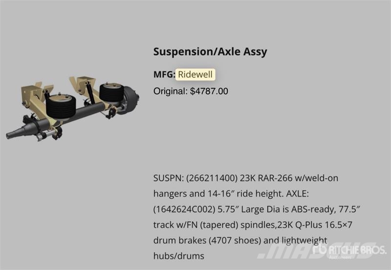 Quantity of (3) RIDEWELL 23K RAR-266 Suspension/A Drugi deli