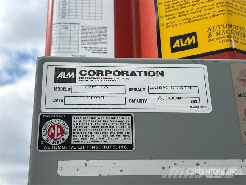 Quantity of (4) ALM WE-18 18000 lb Portable Auto Andre komponenter