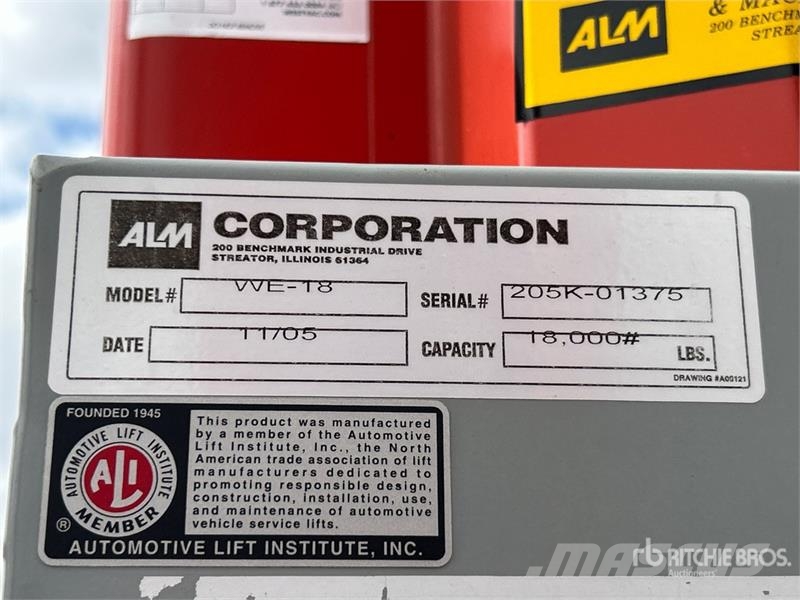 Quantity of (4) ALM WE-18 18000 lb Portable Auto Andre komponenter