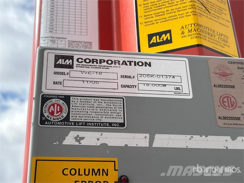 Quantity of (4) ALM WE-18 18000 lb Portable Auto Andre komponenter