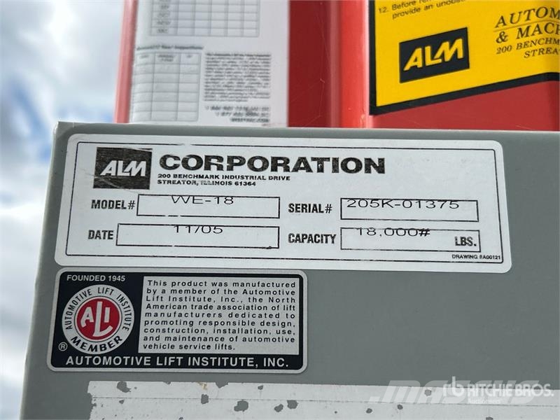 Quantity of (4) ALM WE-18 18000 lb Portable Auto Andre komponenter