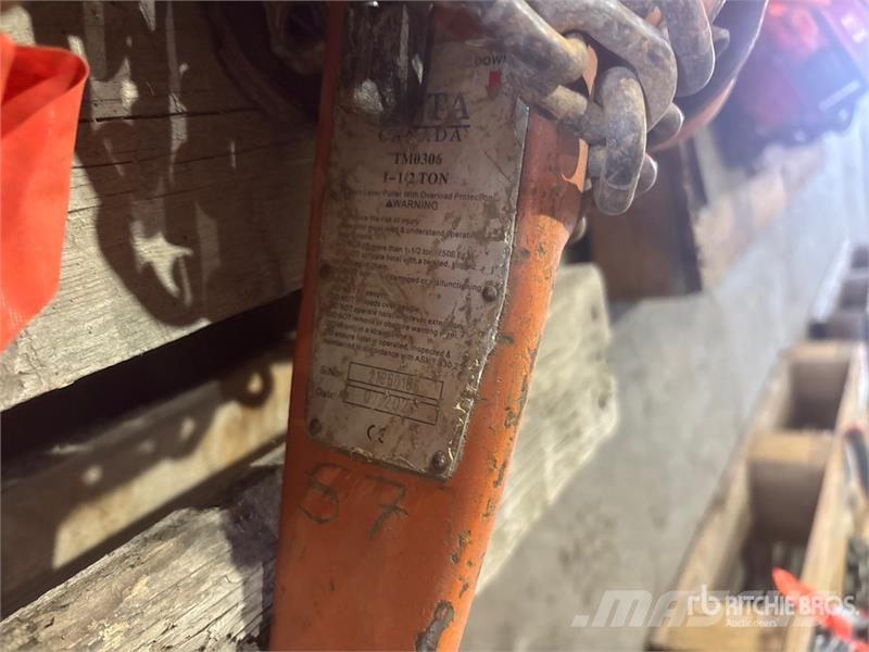 Quantity of (4) Chain Hoists Rigging Crane parts and equipment
