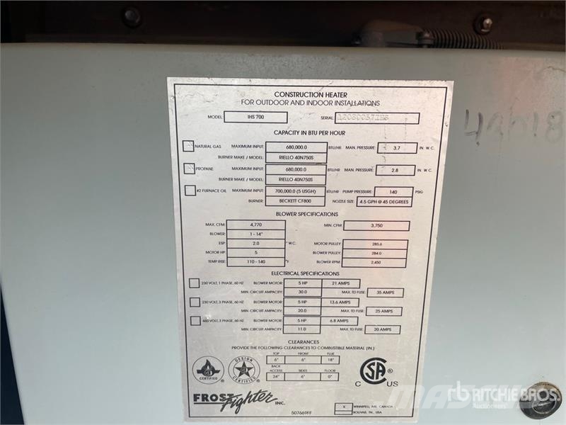 Quantity of (4) Ice Fighter 680000 BTU Industrial Εξοπλισμός θέρμανσης και ξεπαγώματος