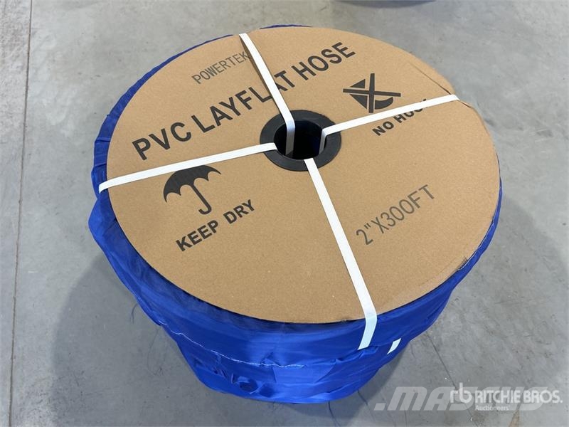  Quantity of (4)  Powertek 2"-300FT PVC Layflat Wat Concrete accessories