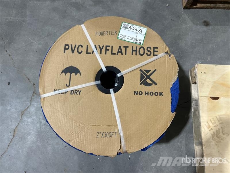  Quantity of (4)  Powertek 2"-300FT PVC Layflat Wat ملحقات خرسانة