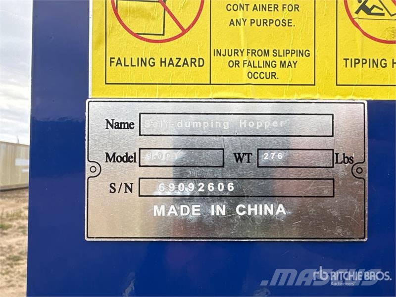  Quantity of (4)  Suihe N-1CY-4 3 ft 7 in 1 cyd Sel Bins and hoppers