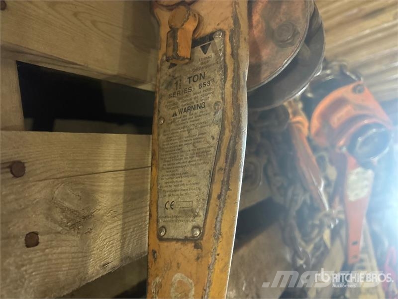 Quantity of (5) Chain Hoists Rigging Crane parts and equipment