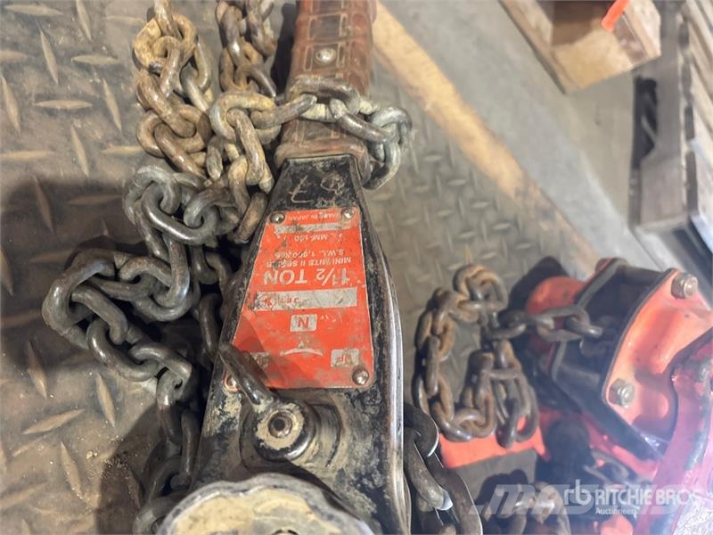 Quantity of (5) Chain Hoists Rigging Crane parts and equipment