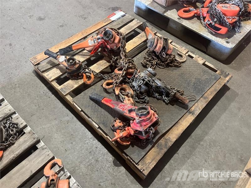 Quantity of (5) Chain Hoists Rigging Crane parts and equipment
