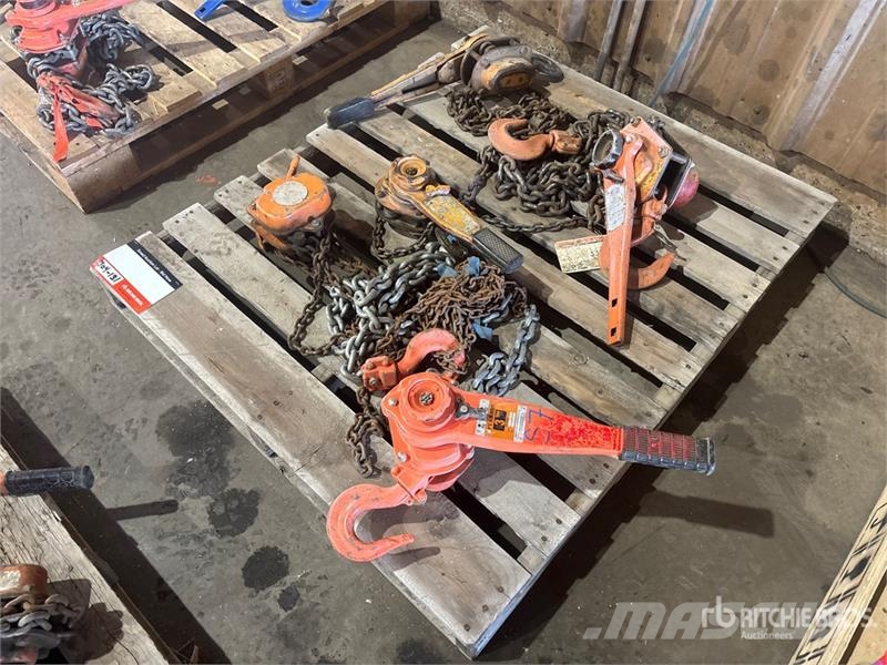 Quantity of (5) Chain Hoists Rigging Crane parts and equipment