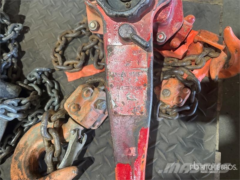 Quantity of (5) Chain Hoists Rigging Crane parts and equipment
