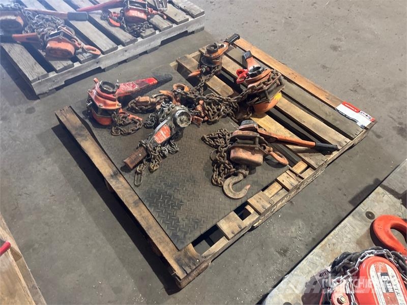 Quantity of (5) Chain Hoists Rigging Crane parts and equipment