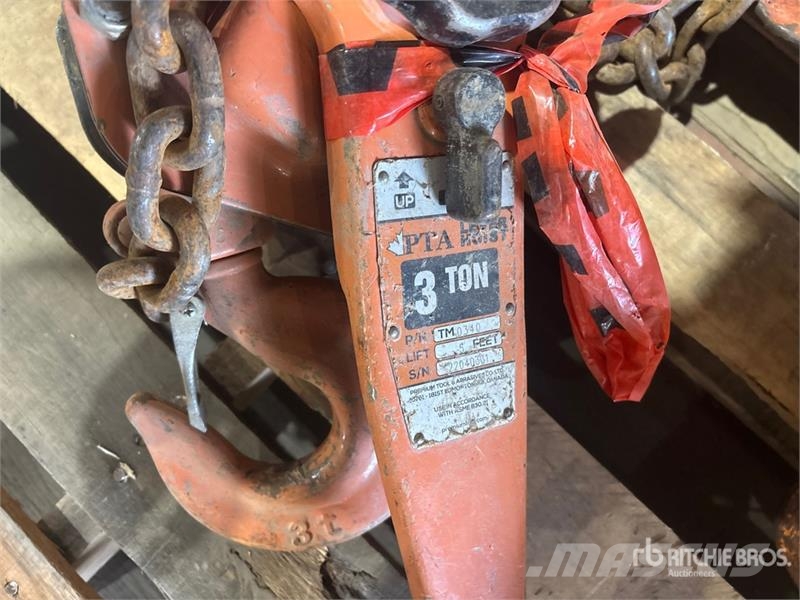 Quantity of (5) Chain Hoists Rigging Crane parts and equipment