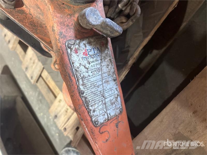 Quantity of (5) Chain Hoists Rigging Crane parts and equipment
