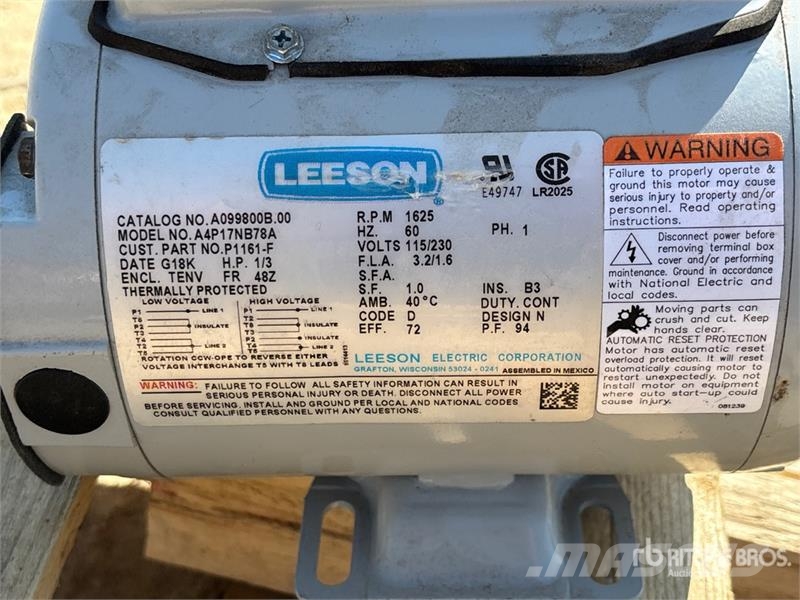  Quantity of (5) Leason Electric ArP17NB78A Electri Индустриални двигатели